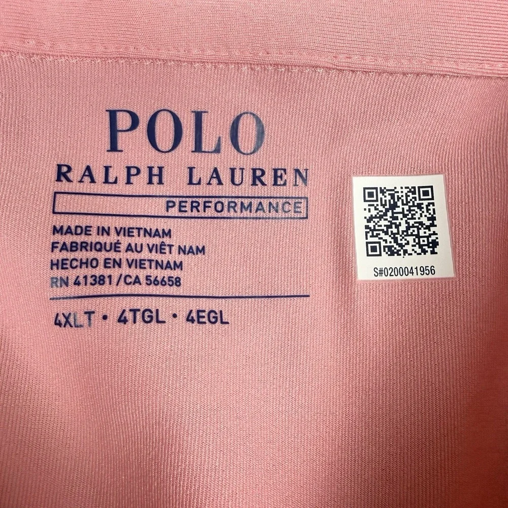 Polo Ralph Lauren Performance Polo Shirt Men 4XLT Big Pink Jersey Pony NWT $125